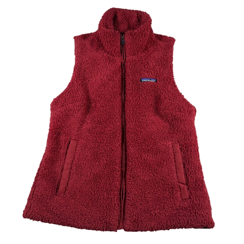 Patagonia Los Gatos Fleece Vest Women Small Red Full‎ Zip High Pile